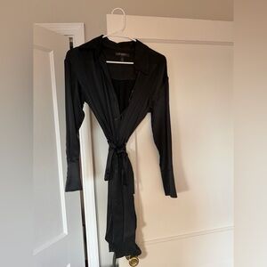 Banana Republic Black Silk Button-Front Dress